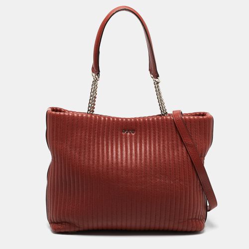 DKNY Brick Red Leather Pinstripe Gansevoort Tote - Dkny - Modalova