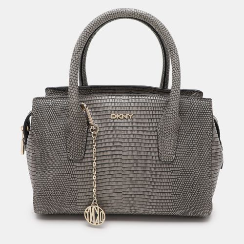 DKNY Grey Lizard Embossed Leather Satchel - Dkny - Modalova