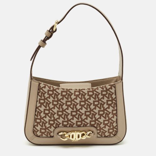 DKNY Beige Signature Canvas and Leather Valencia Shoulder Bag - Dkny - Modalova