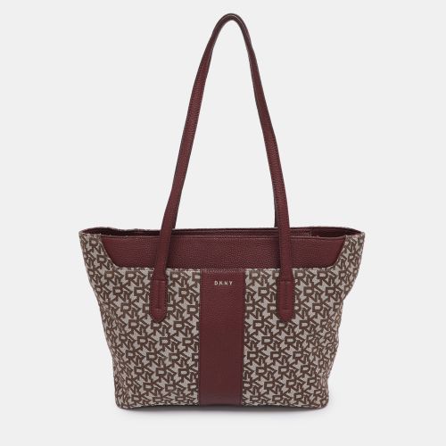 Dkny Beige/Burgundy Canvas and Leather Tote - Dkny - Modalova