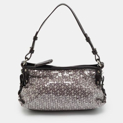 DKNY Monogram Plum Fabric, Patent Leather and Sequins Shoulder Bag - Dkny - Modalova