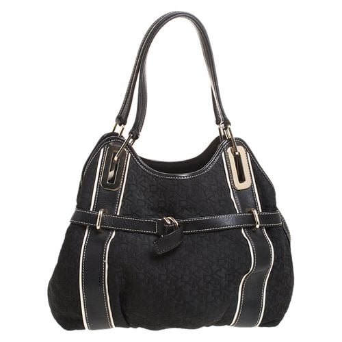 DKNY Black Monogram Fabric and Leather Tote - Dkny - Modalova