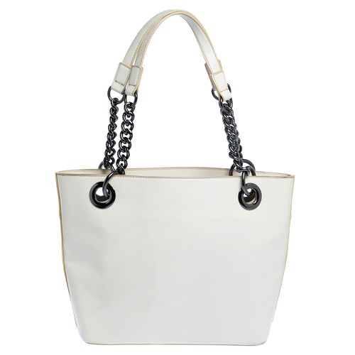 Dkny White Patent Leather Chain Tote - Dkny - Modalova