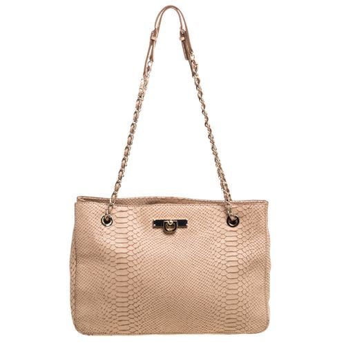 Dkny Peach Python Embossed Leather Chain Tote - Dkny - Modalova