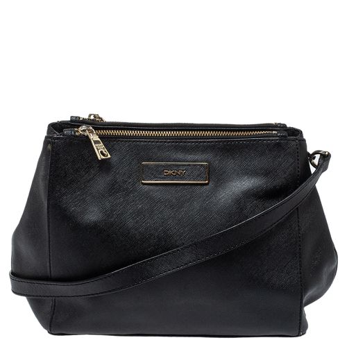 Dkny Black Leather Double Zip Shoulder Bag - Dkny - Modalova