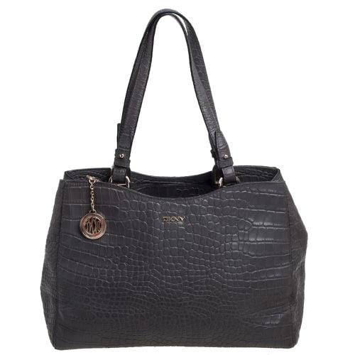 DKNY Grey Crocodile Embossed Leather Tote - Dkny - Modalova