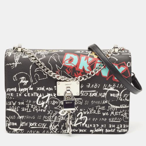 Dkny Black Graffiti Print Leather Elissa Chain Shoulder Bag - Dkny - Modalova