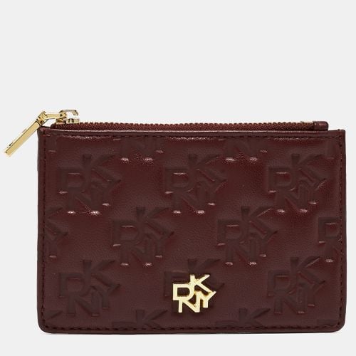 DKNY Burgundy Signature Embossed Leather Catherine Key Card Case - Dkny - Modalova