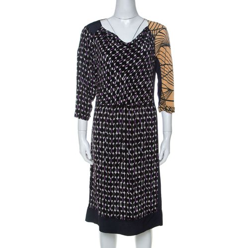 Abstract Print Silk Sequinned & Beaded Detail Midi Dress M - Dries van Noten - Modalova