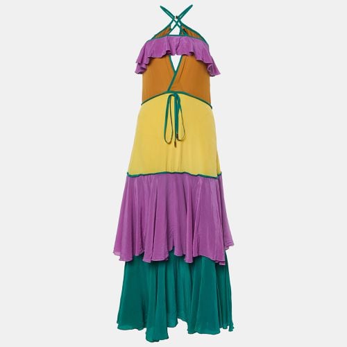 Colorblock Silk Ruffled Sleeveless Long Dress S - Dsquared2 - Modalova