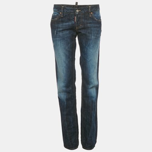 Dsquared2 Indigo Dark Wash Faded Effect Denim Distressed Jeans M Waist 34" - Dsquared2 - Modalova