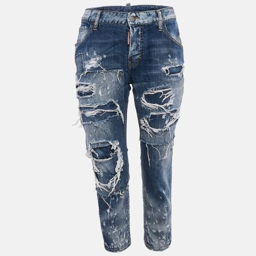 Dsquared2 Blue Distressed Denim Cool Girl Cropped Jeans S Waist 31" - Dsquared2 - Modalova