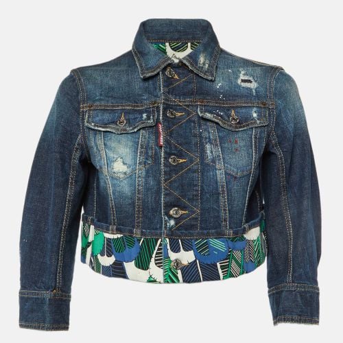 DSquared2 Blue Distressed Denim Cropped Jacket M - Dsquared2 - Modalova