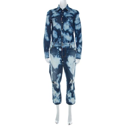 Dsquared2 Indigo Bleached Cotton Denim Jumspsuit M - Dsquared2 - Modalova