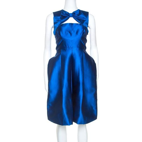 Dsquared2 Blue Silk Bow Neckline Balloon Hem Dress S - Dsquared2 - Modalova