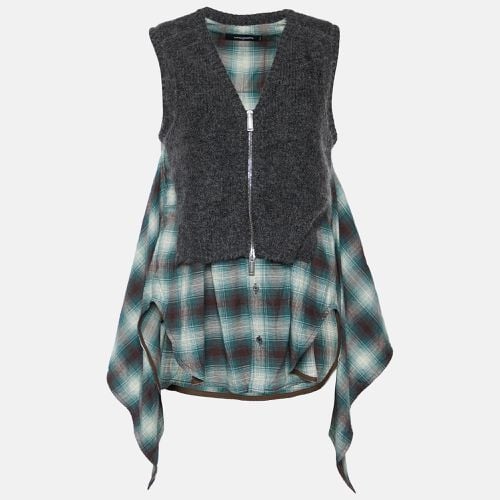 Dsquared2 Green Checkered Cotton & Knit Overlay Sleeveless Shirt S - Dsquared2 - Modalova