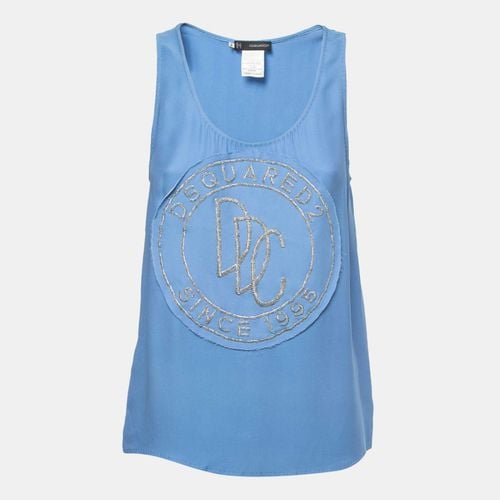 Dsquared2 Blue Logo Embellished Crepe Tank Top S - Dsquared2 - Modalova