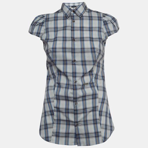 Dsquared2 Blue Checked Cotton Buttoned Short Puff Sleeve Shirt M - Dsquared2 - Modalova