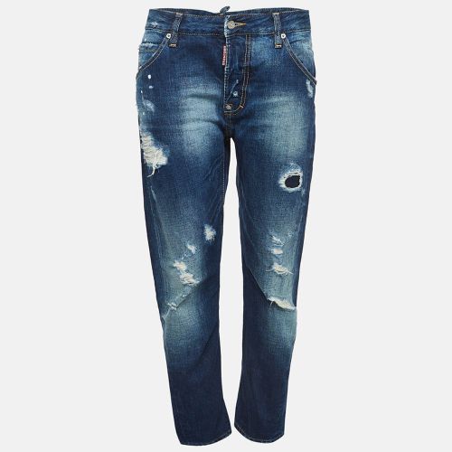 Dsquared2 Blue Distressed Denim Frayed Skinny Jeans M Waist 30" - Dsquared2 - Modalova