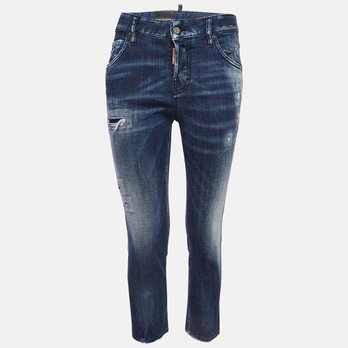 Dsquared2 Blue Distressed Denim Cropped Jeans S Waist 33" - Dsquared2 - Modalova