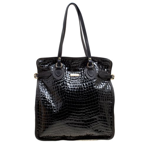 Dsquared2 Black Croc Embossed Patent Leather Tote - Dsquared2 - Modalova