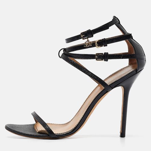 Dsquared2 Black Lizard Embossed Leather Ankle Strap Sandals Size 40 - Dsquared2 - Modalova