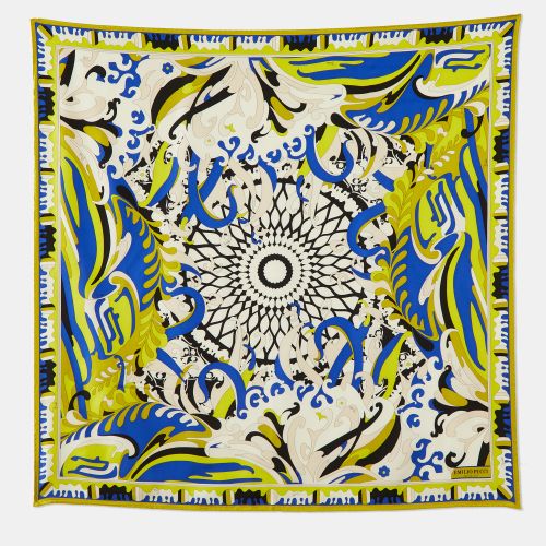 Emilio Pucci Lime/Blue Iride Print Silk Scarf - Emilio Pucci - Modalova
