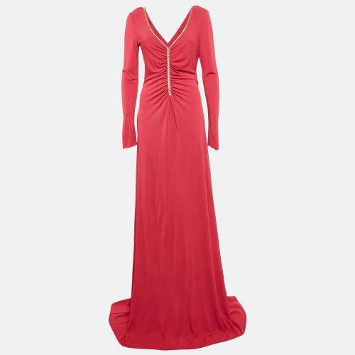 Emilio Pucci Pink Jersey Stud Detail Ruched Maxi Dress M - Emilio Pucci - Modalova