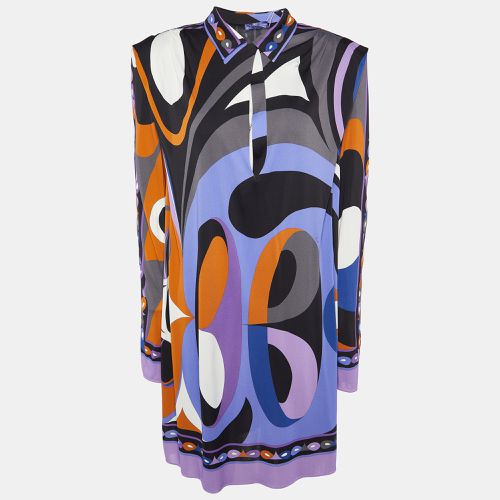 Emilio Pucci Archivio Multicolor Printed Jersey Shoulder Pad Detail Mini Dress L - Emilio Pucci Archivio - Modalova