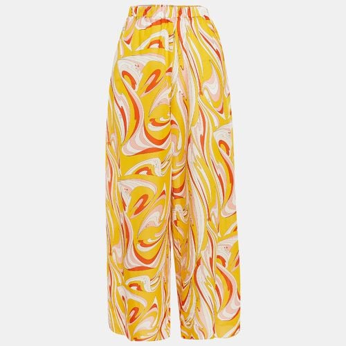 Emilio Pucci Yellow Fluilio Print Cotton Blend Wide Leg Trousers L - Emilio Pucci - Modalova