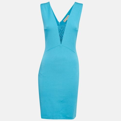 Emilio Pucci Blue Jersey V-Neck Lace Trimmed Mini Dress M - Emilio Pucci - Modalova