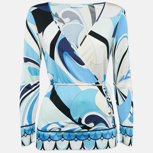 Emilio Pucci Multicolor/Blue Printed Silk Jersey Top L - Emilio Pucci - Modalova