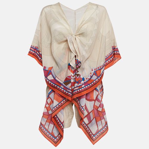 Emilio Pucci Beige/Orange Printed Cotton Blend Kaftan Style Playsuit M - Emilio Pucci - Modalova