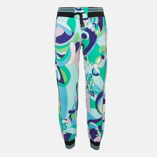 Emilio Pucci Green Printed Velvet Track Trousers S - Emilio Pucci - Modalova