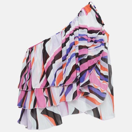 Emilio Pucci Multicolor Lurex Crepe One Shoulder Ruffled Crop Top S - Emilio Pucci - Modalova