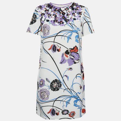 Emilio Pucci White Floral Cotton Blend Embellished Mini Dress M - Emilio Pucci - Modalova