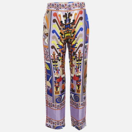 Emilio Pucci Purple/Orange Printed Silk Wide Leg Trousers S - Emilio Pucci - Modalova