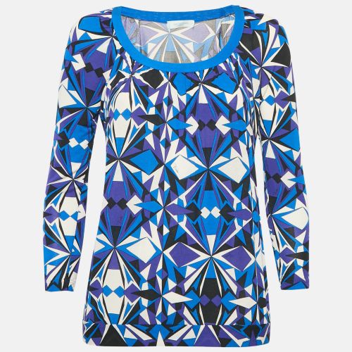 Emilio Pucci Blue Printed Jersey Round Neck Long Sleeve Top S - Emilio Pucci - Modalova
