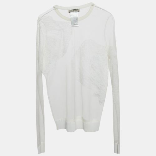 Emilio Pucci White Embroidered Tulle Sheer Pullover M - Emilio Pucci - Modalova