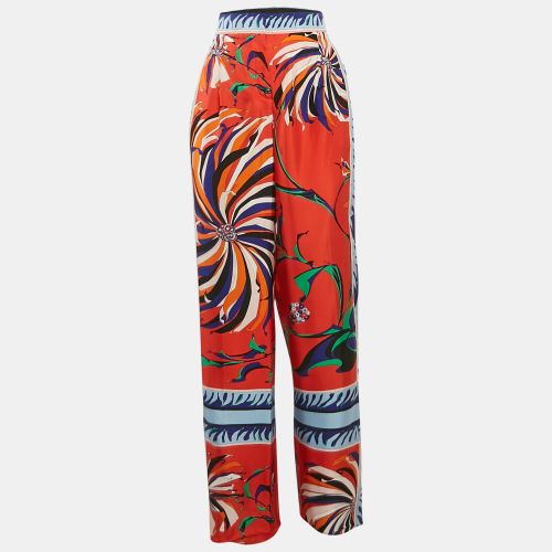 Red Printed Silk Wide Leg Trousers M - Emilio Pucci - Modalova