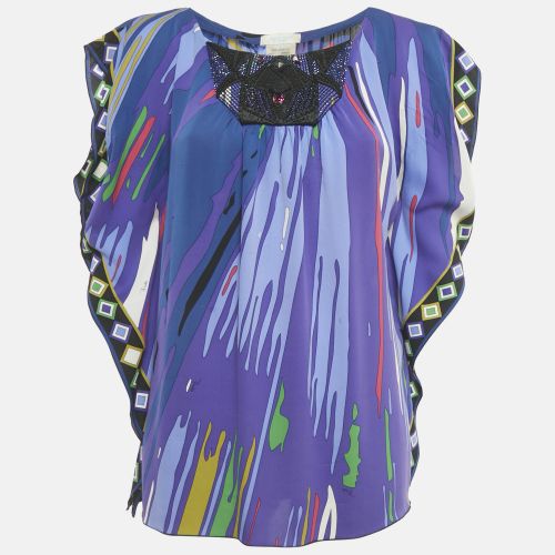 Emilio Pucci Multicolor Embellished Printed Silk Kaftan Tunic Top M - Emilio Pucci - Modalova