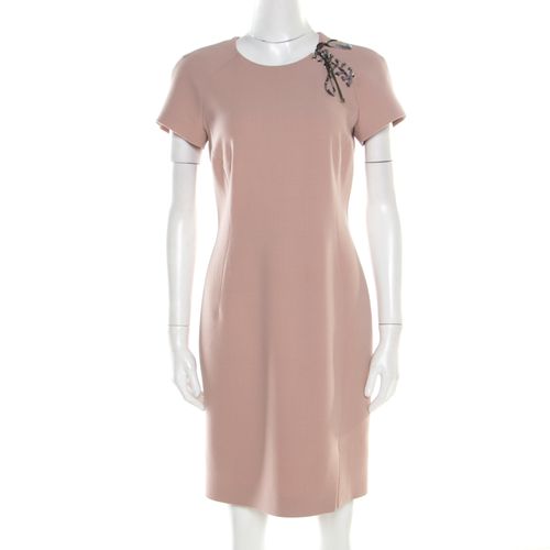 Emilio Pucci Blush Pink Wool Contrast Bodice Tie Detail Short Sleeve Dress M - Emilio Pucci - Modalova