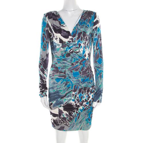 Emilio Pucci Multicolor Printed Silk Jersey Power Shoulder Draped Dress M - Emilio Pucci - Modalova