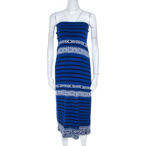 Emilio Pucci Blue Knit Aztec Pattern Strapless Dress S - Emilio Pucci - Modalova