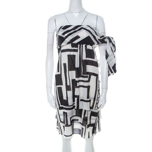 Emilio Pucci Monochrome Silk Chiffon Strapless Short Dress M - Emilio Pucci - Modalova