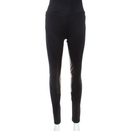 Emilio Pucci Black Stretch Wool Leather Patch Detail Leggings S - Emilio Pucci - Modalova