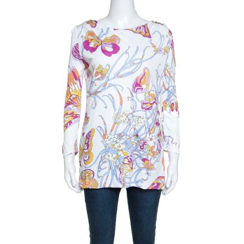 Emilio Pucci White Butterfly Print Knit Tunic Top M - Emilio Pucci - Modalova