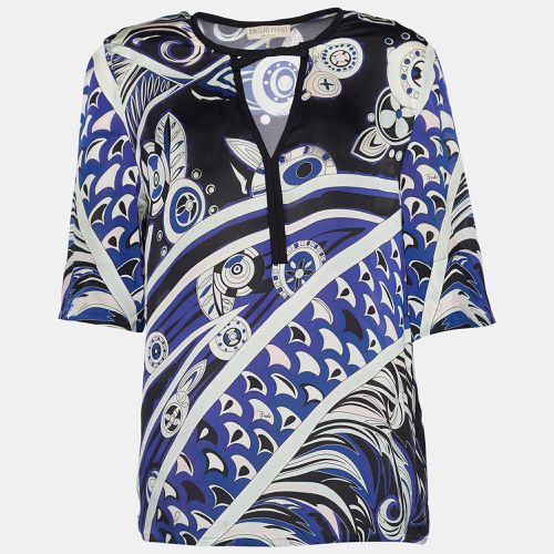 Emilio Pucci Purple Printed Silk Bow Neck Detail Blouse M - Emilio Pucci - Modalova