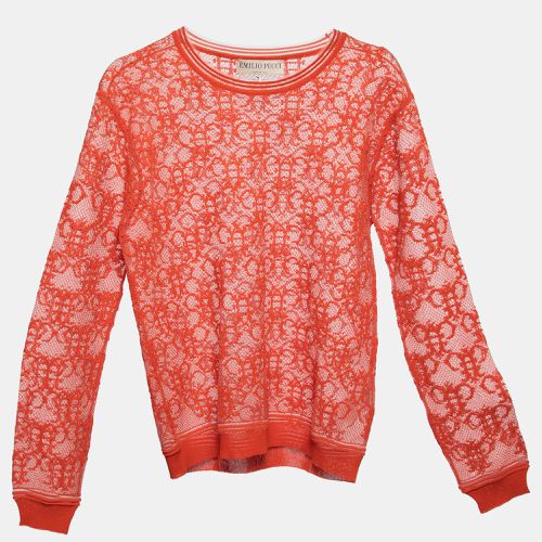 Emilio Pucci Orange Bee Patterned Mesh Knitted Top M - Emilio Pucci - Modalova