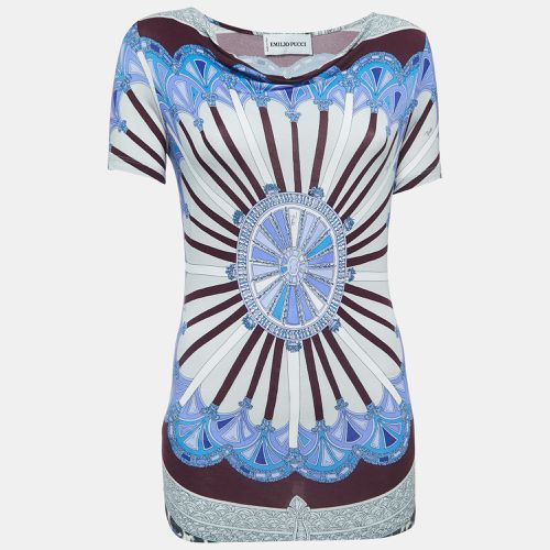 Emilio Pucci Multicolor Print Knit Short Sleeve Top S - Emilio Pucci - Modalova